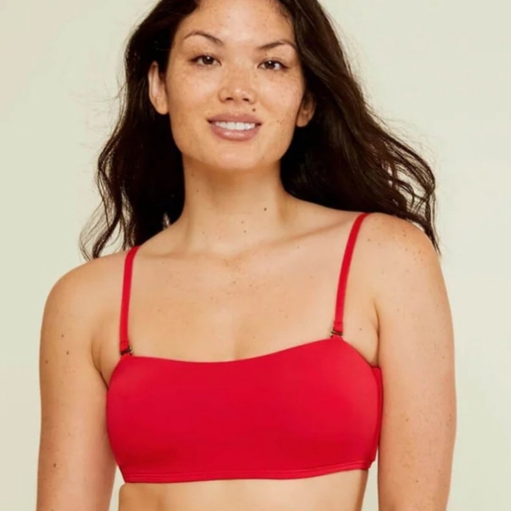 NWT Andie Swim The Rio Cherry Red Bandeau Bikini Convertible Swim Top Medium